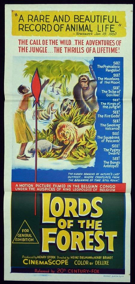 LORDS OF THE FOREST aka MASTERS OF THE CONGO JUNGLE Original Daybill Movie Poster Rod Steiger Graham Greene
