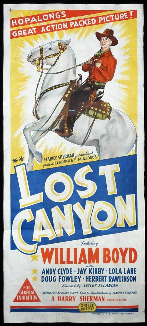 LOST CANYON Original Daybill Movie poster Hopalong Cassidy 1942