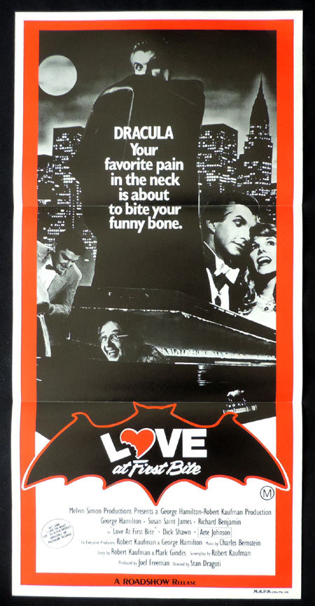 LOVE AT FIRST BITE Vintage daybill Movie poster George Hamilton as Dracula