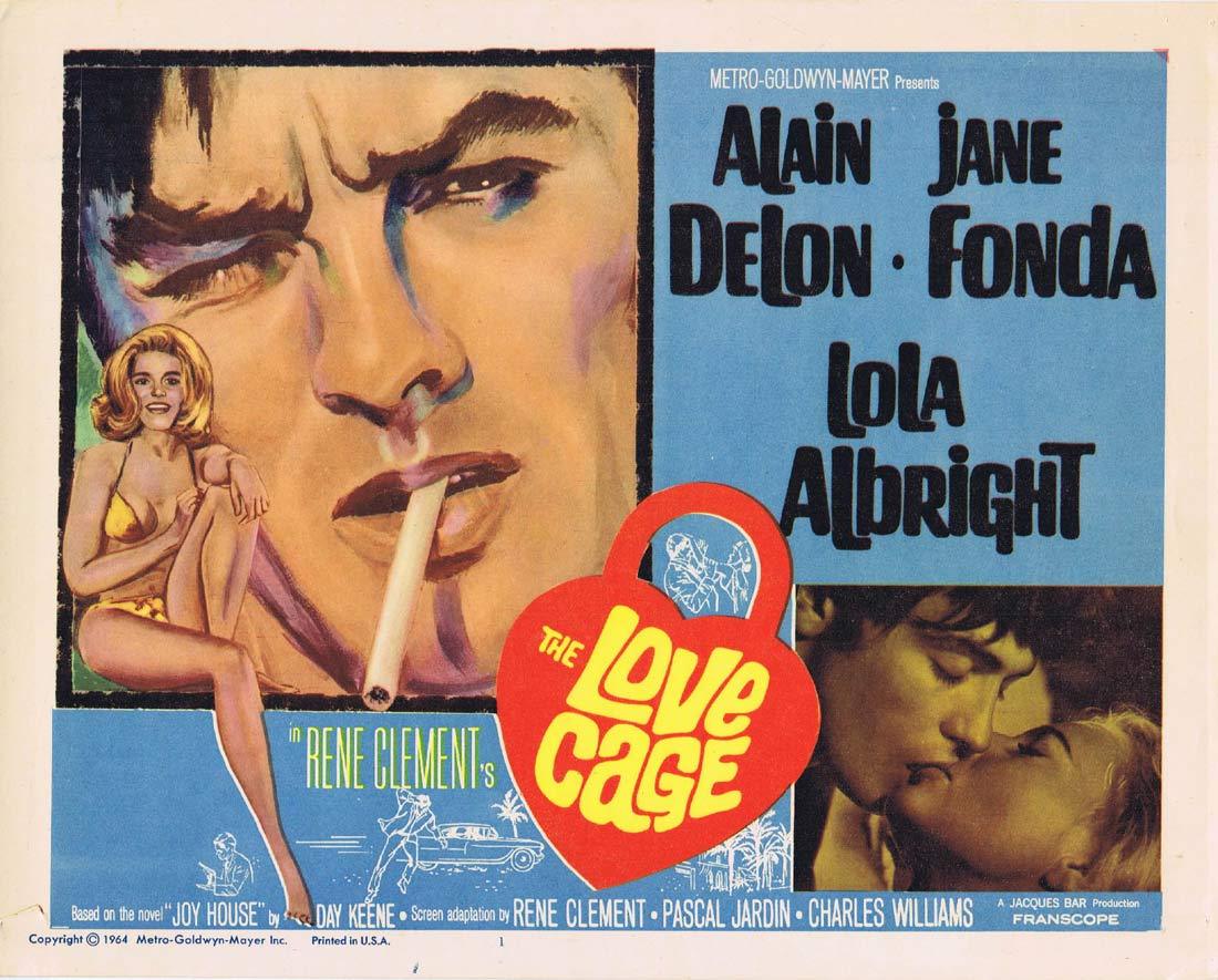 THE LOVE CAGE Title Lobby Card Jane Fonda Alain Delon