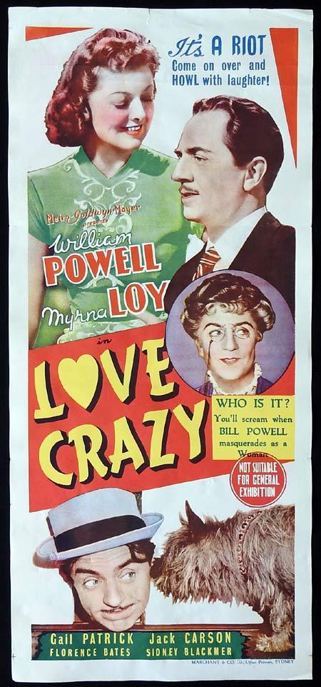 LOVE CRAZY Original Daybill Movie Poster William Powell Myrna Loy