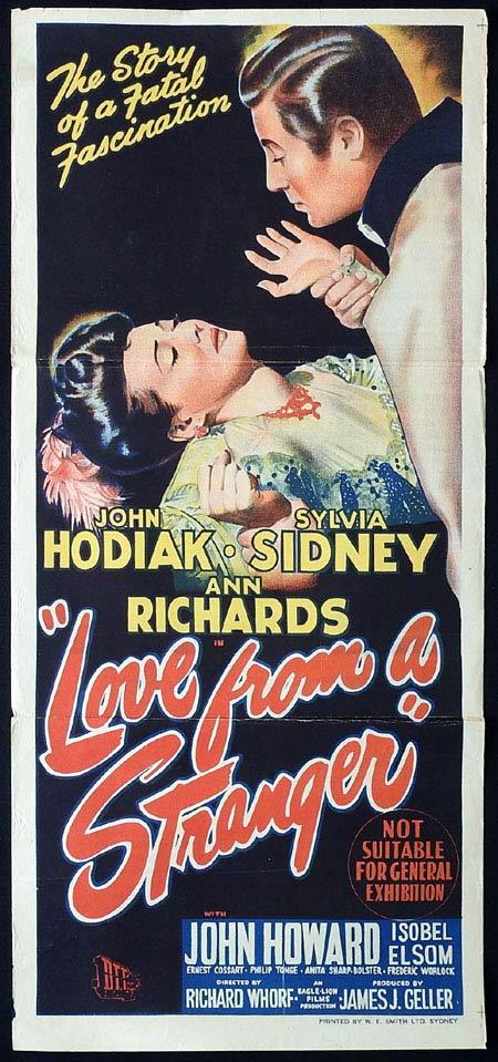 LOVE FROM A STRANGER Original Daybill Movie poster Sylvia Sidney Film Noir