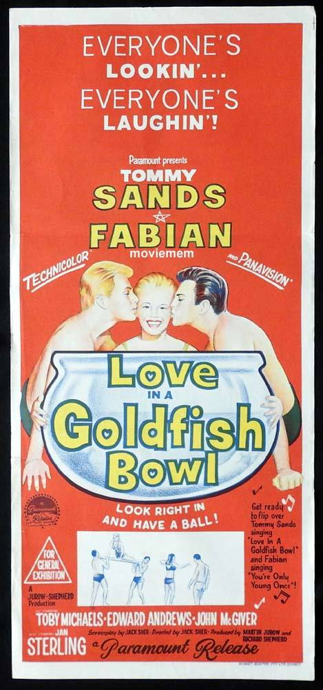 LOVE IN A GOLD FISH BOWL Original Daybill Movie Poster Tommy Sands Fabian Toby Michaels