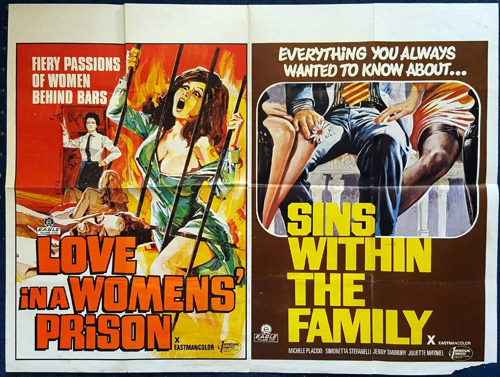LOVE IN A WOMENS PRISON SINS WITH THE FAMILY Double Bill British Quad Movie Poster
