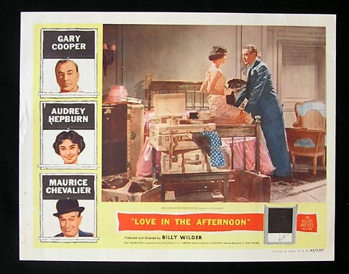 LOVE IN THE AFTERNOON Vintage Lobby Card 7 Audrey Hepburn Gary Cooper Billy Wilder