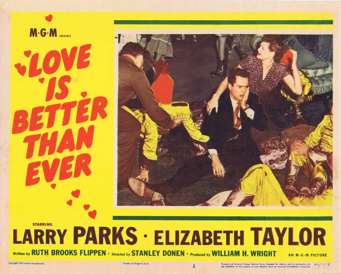 LOVE IS BETTER THAN EVER Lobby Card 2 Larry Parks Elizabeth Taylor