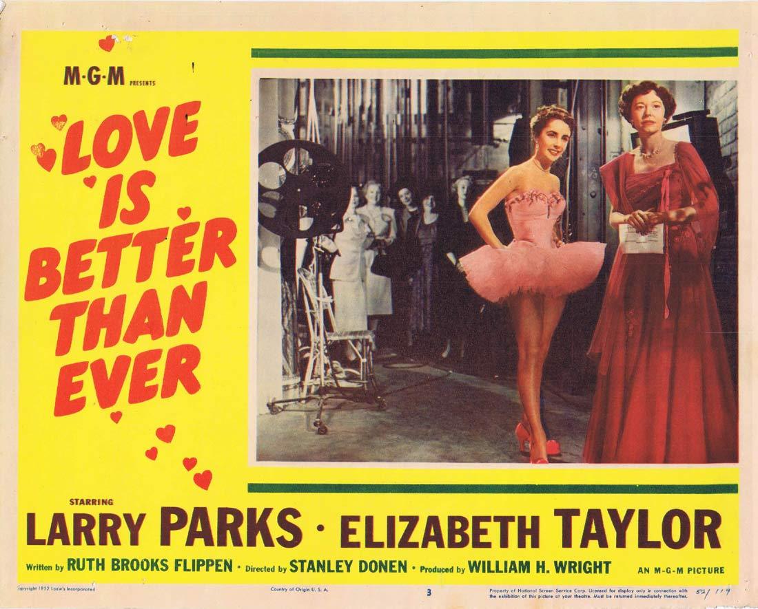 LOVE IS BETTER THAN EVER Lobby Card 3 Larry Parks Elizabeth Taylor