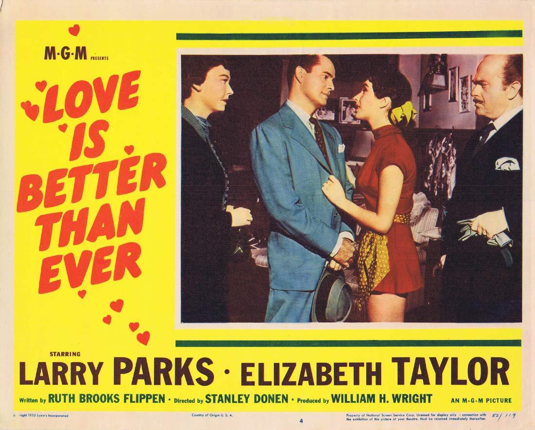 LOVE IS BETTER THAN EVER Lobby Card 4 Larry Parks Elizabeth Taylor
