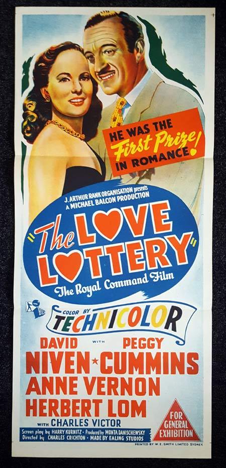 THE LOVE LOTTERY daybill Movie poster David Niven Peggy Cummins