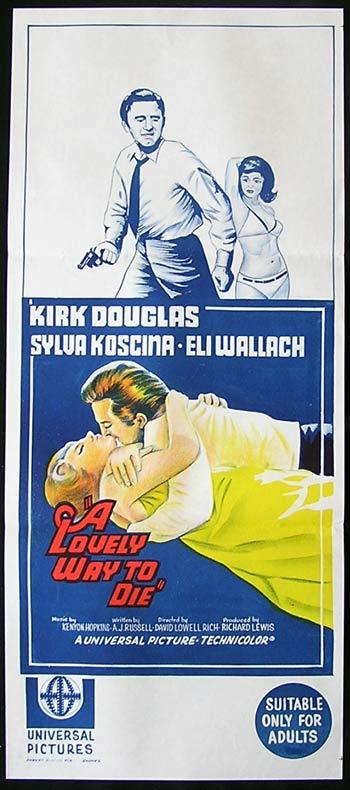 A LOVELY WAY TO DIE Original daybill Movie Poster Kirk Douglas Sylva Koscina Eli Wallach