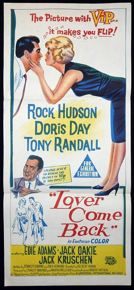 LOVER COME BACK Original Daybill Movie Poster Doris Day Rock Hudson