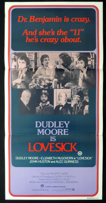 LOVESICK Australian Daybill Movie poster Dudley Moore Alec Guinness
