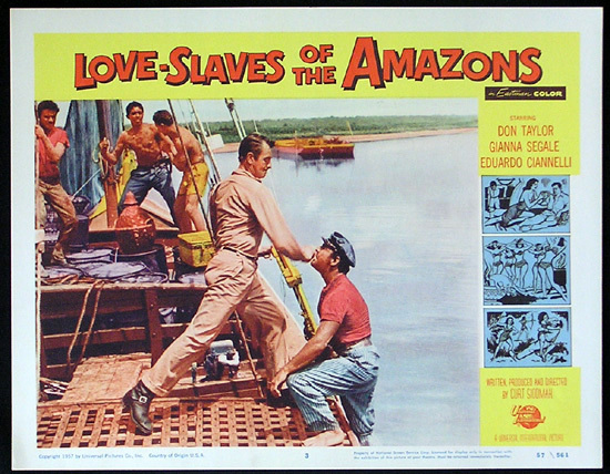 LOVE SLAVES OF THE AMAZON Lobby card 3 1957 Jungle Women