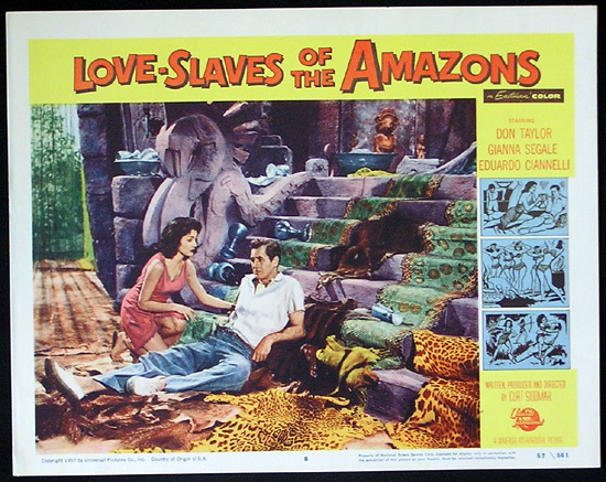 LOVE SLAVES OF THE AMAZON Lobby card 8 1957 Jungle Women