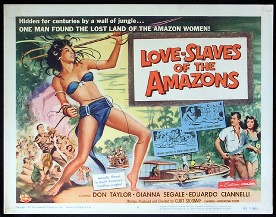 LOVE SLAVES OF THE AMAZON Title Lobby card 1957 Jungle Women