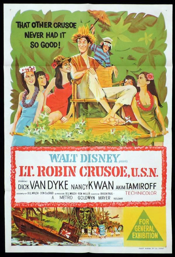 LT. ROBIN CRUSOE One Sheet Movie Poster Dick Van Dyke Disney