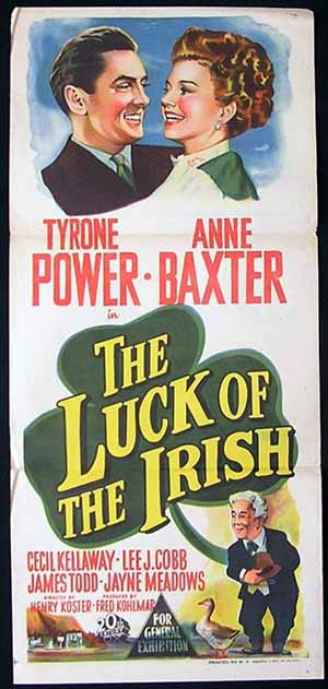 THE LUCK OF THE IRISH Original Daybill Movie poster Tyrone Power