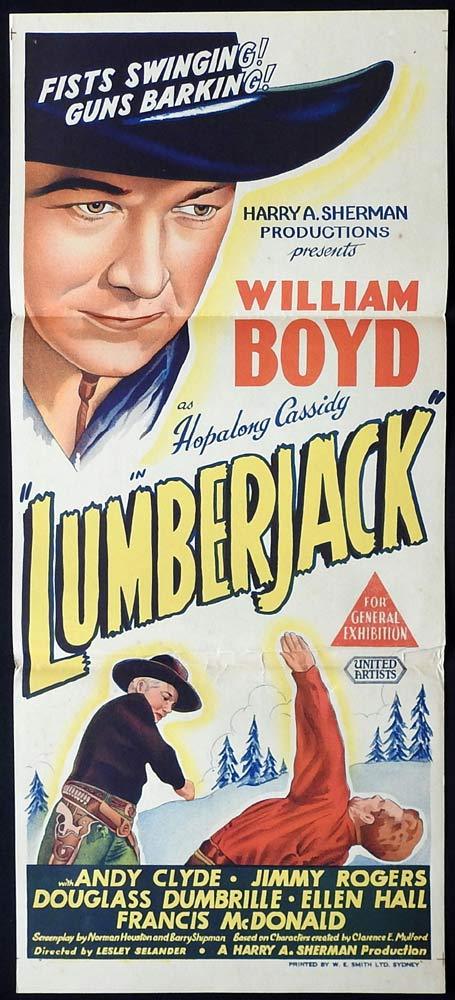 LUMBERJACK Original daybill Movie Poster Hopalong Cassidy William Boyd