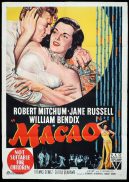 MACAO Original One sheet Movie Poster ROBERT MITCHUM Jane Russell