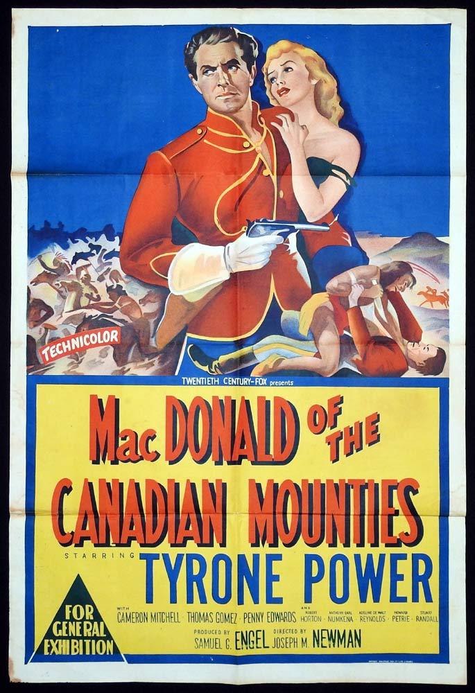 MACDONALD OF THE CANADIAN MOUNTIES aka PONY SOLDIER Original One sheet Movie Poster Tyrone Power