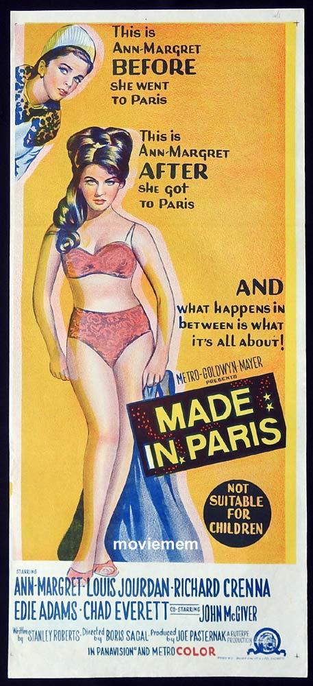 MADE IN PARIS Original Daybill Movie Poster Ann-Margret Bikini Louis Jourdan