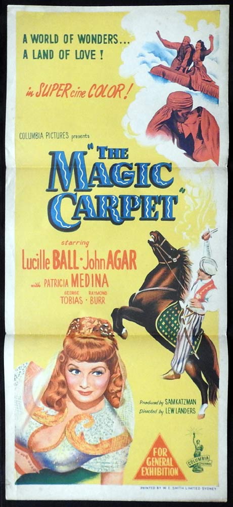 THE MAGIC CARPET Original Daybill Movie Poster Lucille Ball John Agar