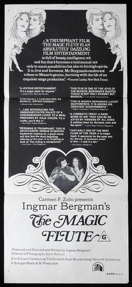 THE MAGIC FLUTE Original Daybill Movie poster Ingmar Bergman Ulrik Cold Jane Darling