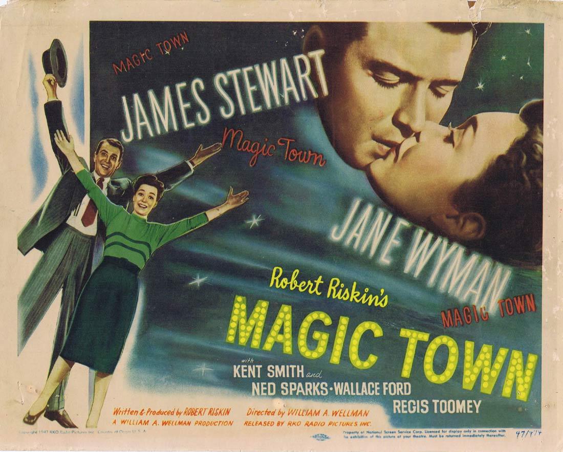 MAGIC TOWN Vintage Title Lobby Card James Stewart Jane Wyman Kent Smith