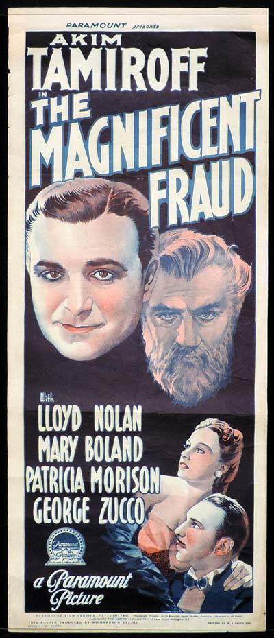 THE MAGNIFICENT FRAUD Long Daybill Movie poster 1939 Akim Tamiroff Lloyd Nolan