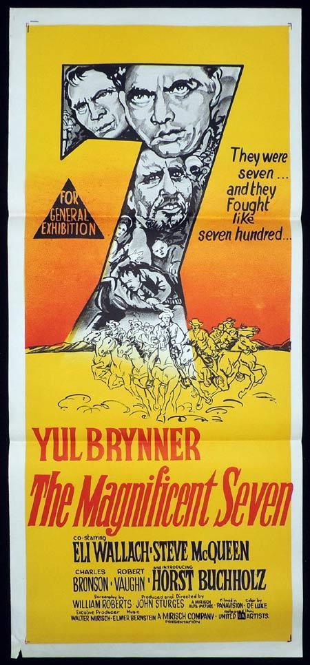 THE MAGNIFICENT SEVEN Original Daybill Movie Poster Yul Brynner