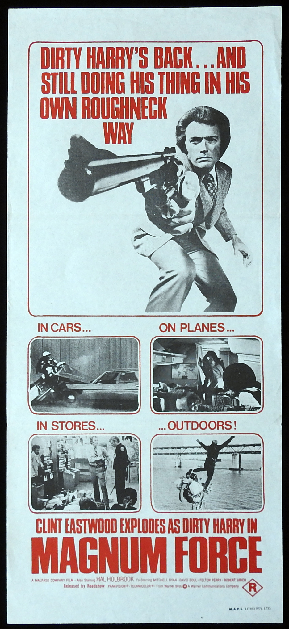 MAGNUM FORCE Original Daybill Movie poster Clint Eastwood as Dirty Harry
