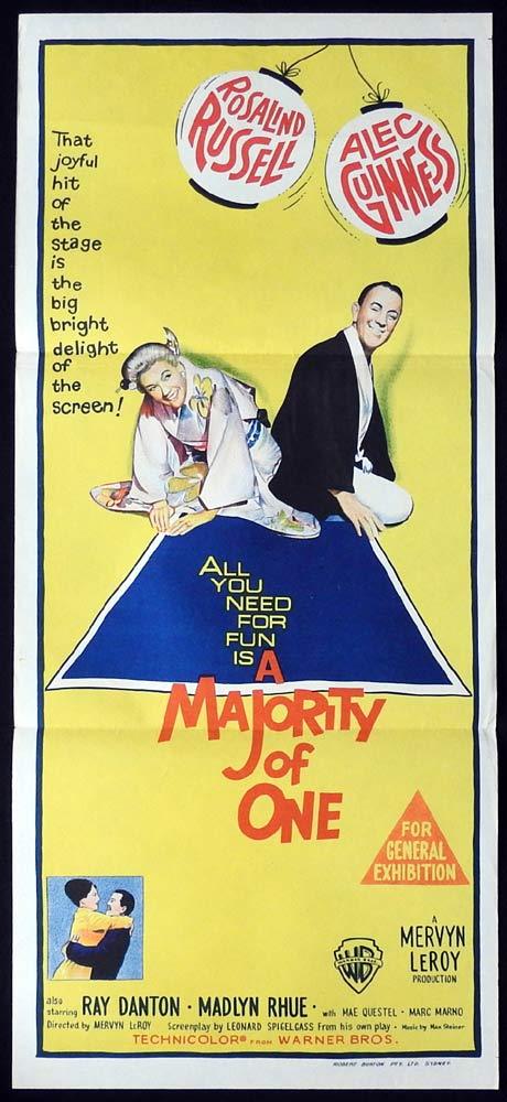 A MAJORITY OF ONE Original Daybill Movie poster Rosalind Russell, Alec Guinness