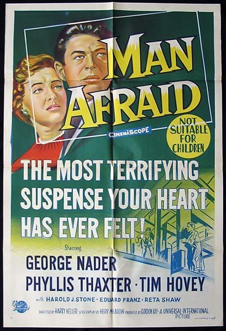 MAN AFRAID One Sheet Movie poster Phyllis Thaxter Film Noir