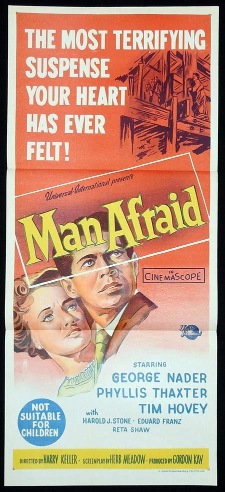 MAN AFRAID Original Daybill Movie poster George Nader Phyllis Thaxter