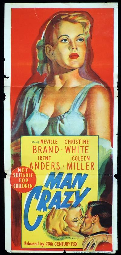 MAN CRAZY Original Daybill Movie Poster BAD GIRL Film Noir
