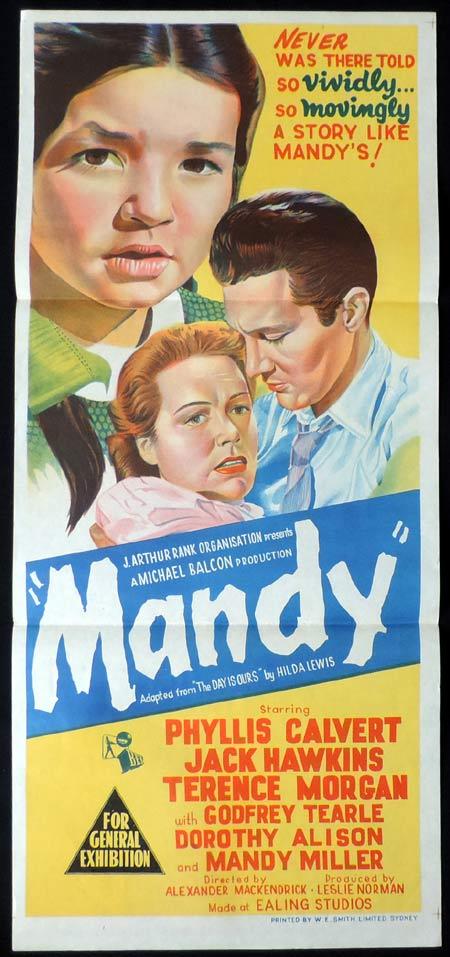MANDY aka Crash of Silence Original Daybill Movie Poster Phyllis Calvert