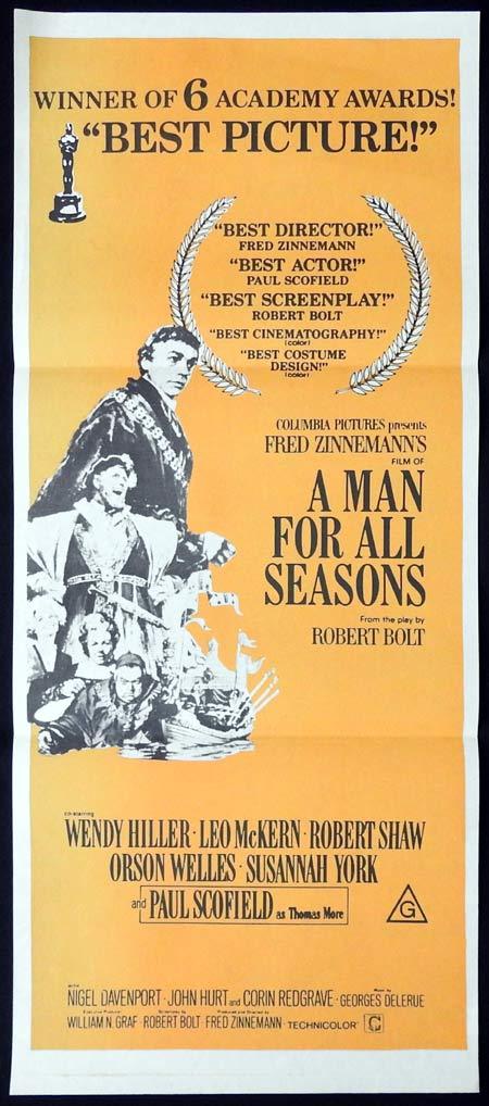 A MAN FOR ALL SEASONS Original Daybill Movie Poster Paul Scofield Wendy Hiller 1970sr