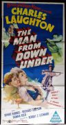 MAN FROM DOWN UNDER 1943 Charles Laughton Three sheet Movie Poster