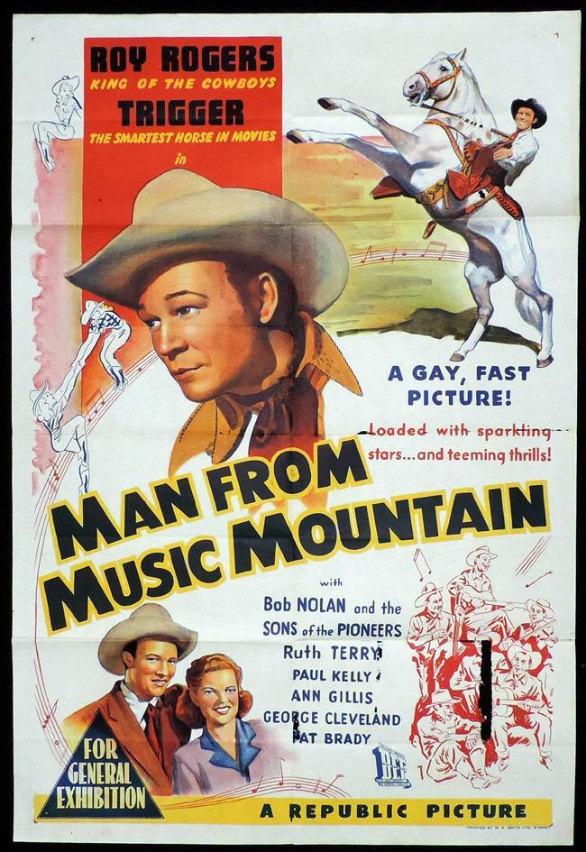 MAN FROM MUSIC MOUNTAIN Original One sheet Movie Poster ROY ROGERS Dale Evans and Trigger