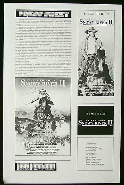 MAN FROM SNOWY RIVER 2 ’88 Burlinson RARE Press Sheet