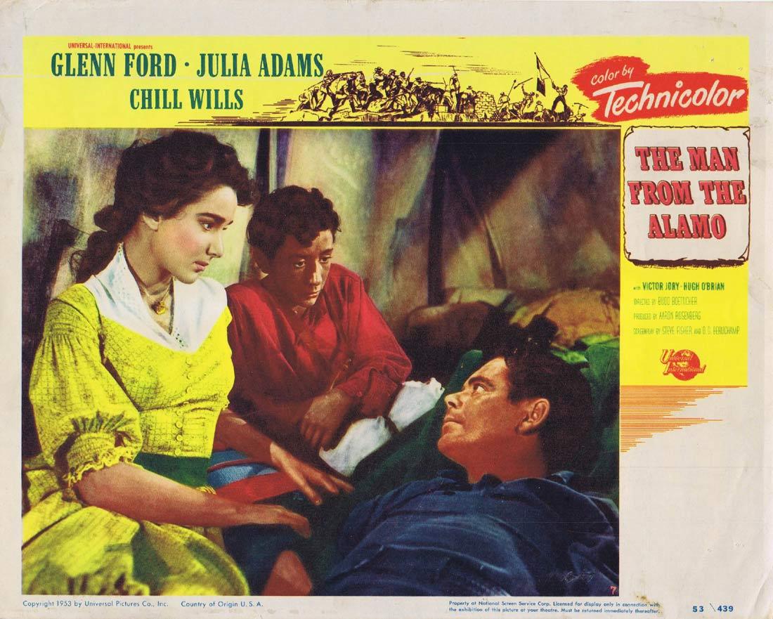 THE MAN FROM THE ALAMO Original Lobby Card 7 Glenn Ford Julie Adams Chill Wills