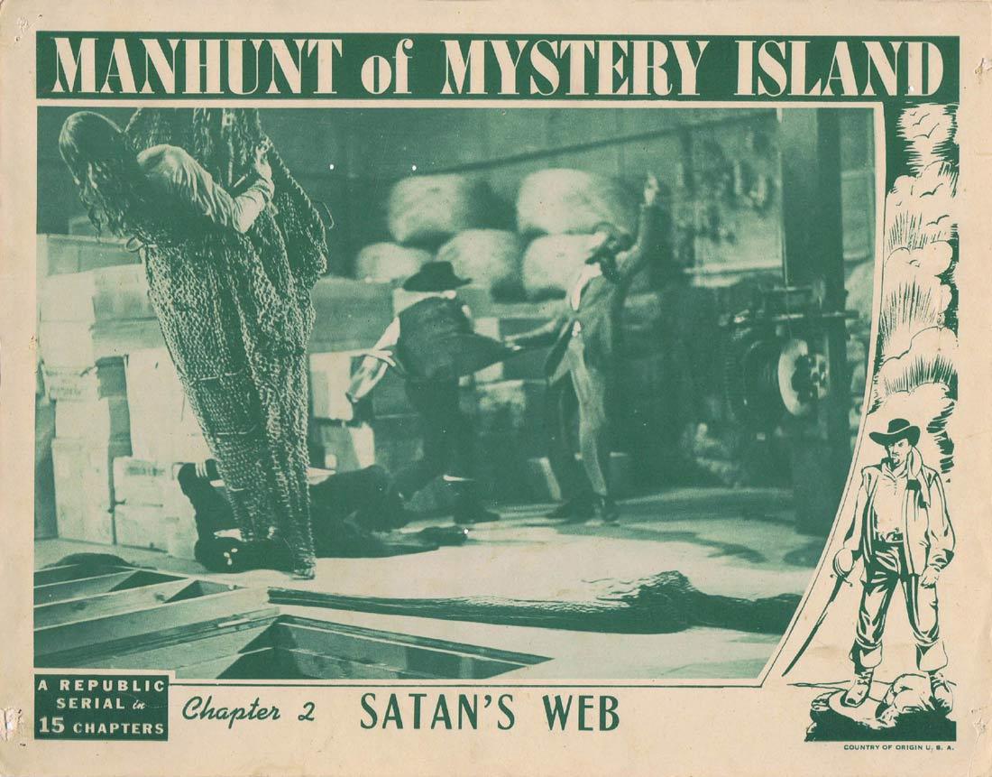 MANHUNT OF MYSTERY ISLAND Original Lobby Card Columbia Serial 1945
