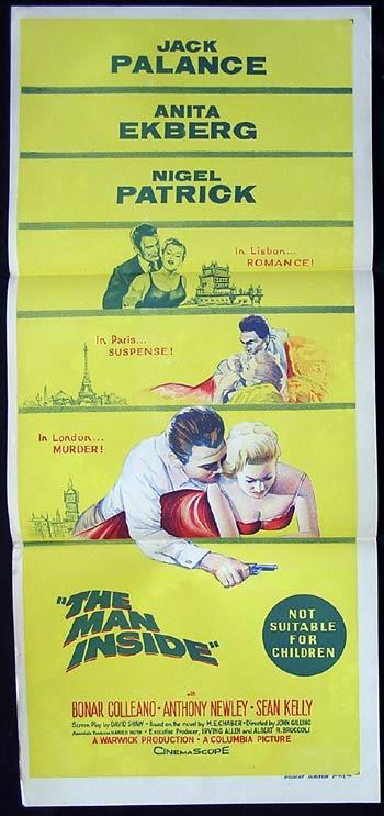 THE MAN INSIDE ’58 Jack Palance FILM NOIR daybill