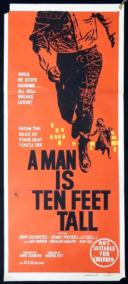 A MAN IS TEN FEET TALL aka EDGE OF THE CITY Original Daybill Movie Poster Saul Bass design
