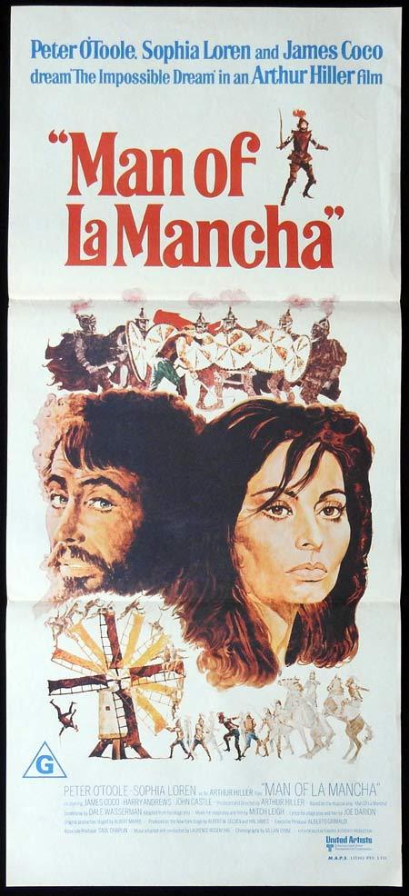 MAN OF LA MANCHA Original Daybill Movie poster Sophia Loren