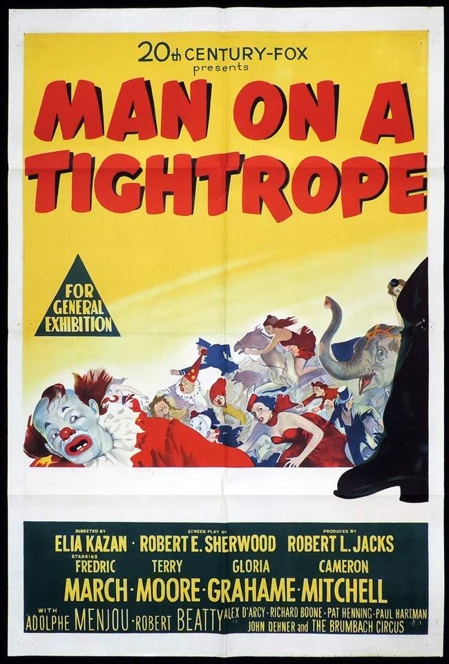 MAN ON A TIGHTROPE Original One sheet Movie Poster Fredric March Terry Moore Gloria Grahame Circus