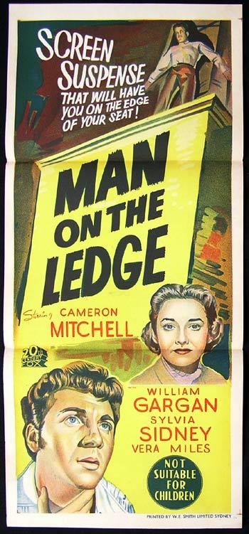 THE MAN ON THE LEDGE Movie poster Film Noir Cameron Mitchell