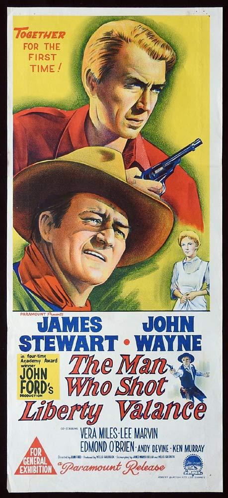 THE MAN WHO SHOT LIBERTY VALANCE Original Daybill Movie Poster John Wayne James Stewart