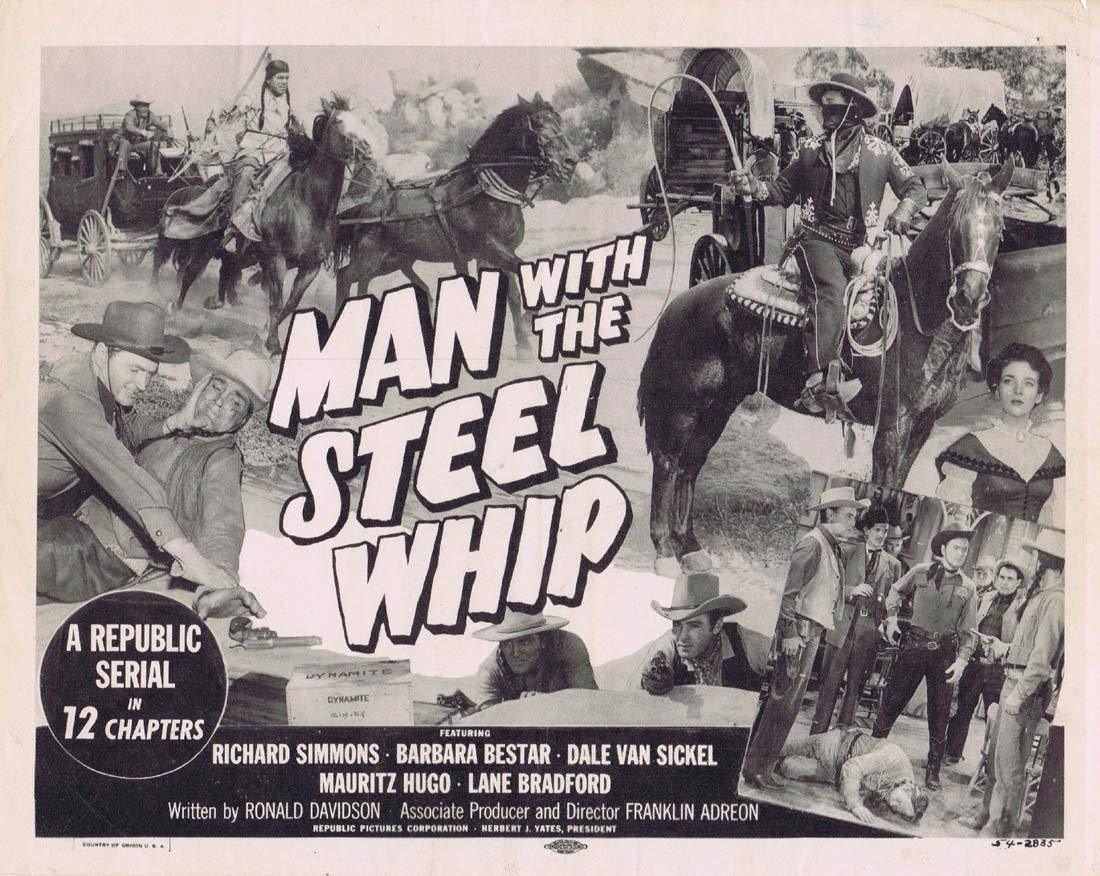 MAN WITH THE STEEL WHIP Original Ttile Lobby Card Republic Serial Richard Simmons