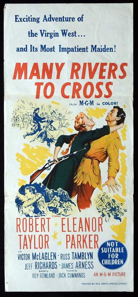 MANY RIVERS TO CROSS Original daybill Movie Poster Robert Taylor Eleanor Parker Victor McLaglen